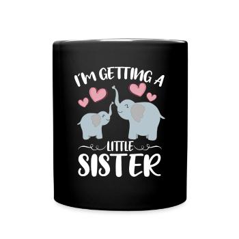 Cute Elephant I ́m Getting A Little Sister Girls - Full Colour Mug - black - Front