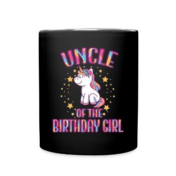 Uncle Of the Birthday Girl Unicorn Family Party - Full Colour Mug - black - Front