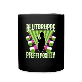 Blutgruppe Pfeffi Positiv - Tasse einfarbig - Schwarz - Vorne