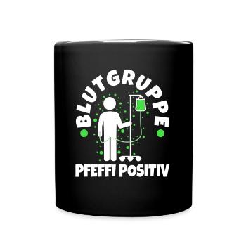 Blutgruppe Pfeffi Positiv - Tasse einfarbig - Schwarz - Vorne