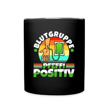 Blutgruppe Pfeffi Positiv - Tasse einfarbig - Schwarz - Vorne