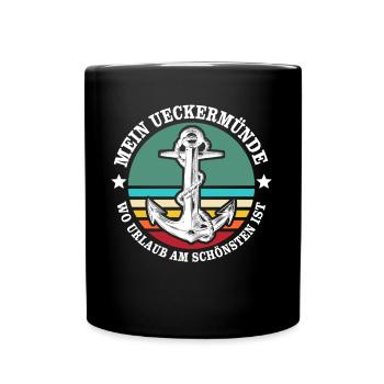 Ueckermünde Urlaub - Tasse einfarbig - Schwarz - Vorne
