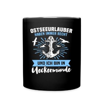Ueckermünde Ferien - Tasse einfarbig - Schwarz - Vorne