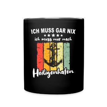 Heiligenhafen Sprüche Heiligenhafener - Tasse einfarbig - Schwarz - Vorne