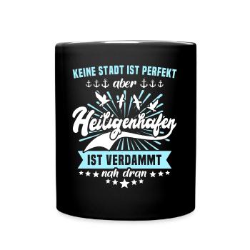 Heiligenhafen Sprüche - Tasse einfarbig - Schwarz - Vorne