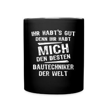 Bautechniker - Tasse einfarbig - Schwarz - Vorne