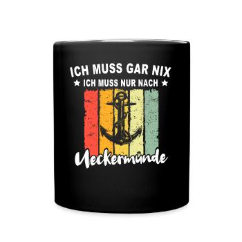 Ueckermünde Sprüche - Tasse einfarbig - Schwarz - Vorne