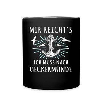 Ueckermünde Sprüche - Tasse einfarbig - Schwarz - Vorne