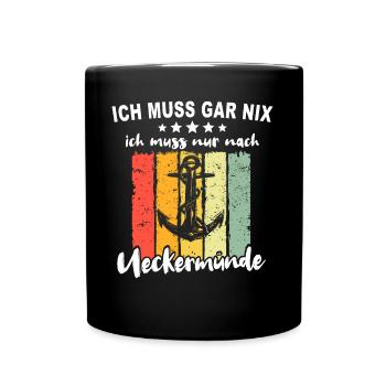 Ueckermünde Sprüche - Tasse einfarbig - Schwarz - Vorne