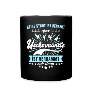 Ueckermünde Sprüche - Tasse einfarbig - Schwarz - Vorne