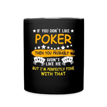 Poker Pokern - Tasse einfarbig - Schwarz - Vorne