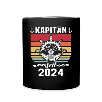 Kapitän Boot Bootsführerschein - Tasse einfarbig - Schwarz - Vorne
