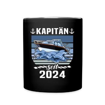 Kapitän 2024 Bootsführerschein Boot - Tasse einfarbig - Schwarz - Vorne