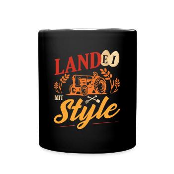 Nachwuchs Landwirt Landei Mit Style Bauern - Tasse einfarbig - Schwarz - Vorne
