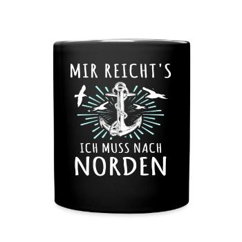 Norden Sprüche Nordener - Tasse einfarbig - Schwarz - Vorne