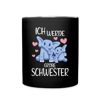 Ich werde große Schwester Elefanten Girls - Tasse einfarbig - Schwarz - Vorne