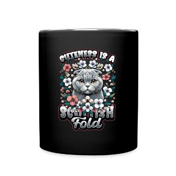 Motif de chat pli écossais mignon - Mug uni - noir - Devant