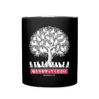 Arbre à chat Animaux drôles japonais - Mug uni - noir - Devant