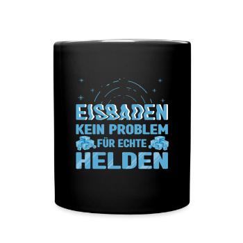 Eisbaden Kein Problem Für Echte Helden Lustiges - Tasse einfarbig - Schwarz - Vorne