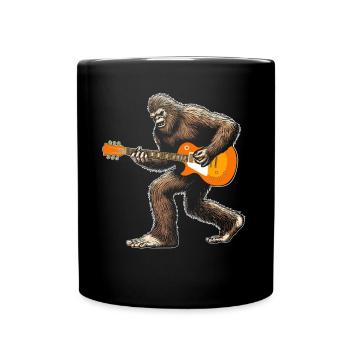 Bigfoot jouant de la guitare avec un guitariste de la main gauche - Mug uni - noir - Devant