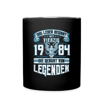 40 Geburtstag Jahrgang 1984 Jubiläum Geschenk - Tasse einfarbig - Schwarz - Vorne