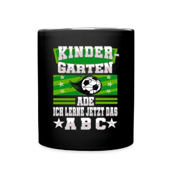 Bye Kindergarten Fußball Kita Abgänger Junge - Tasse einfarbig - Schwarz - Vorne