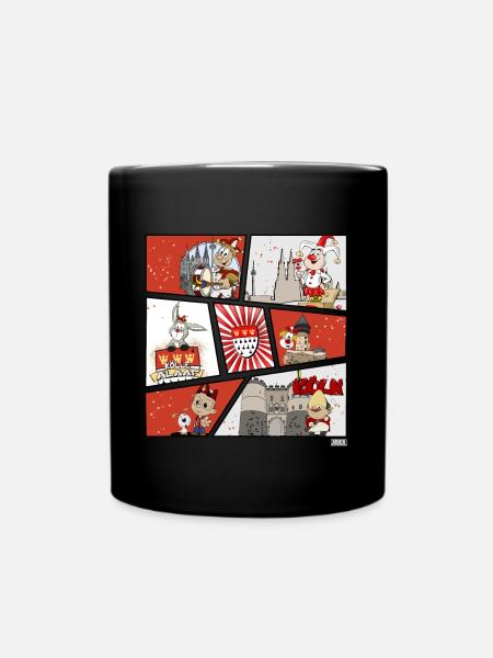 Kölner Karneval Comic - Tasse einfarbig - Schwarz