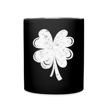 White four-leaf clover - Full Colour Mug - black - Front