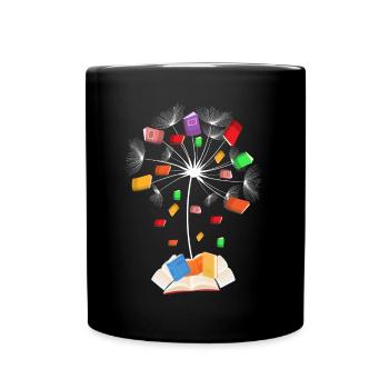 Books dandelion flowers reading lovers - Full Colour Mug - black - Front