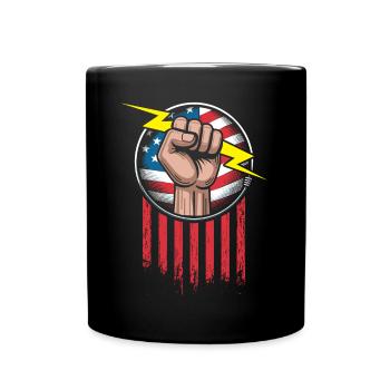 Electrician American flag patriotic - Full Colour Mug - black - Front