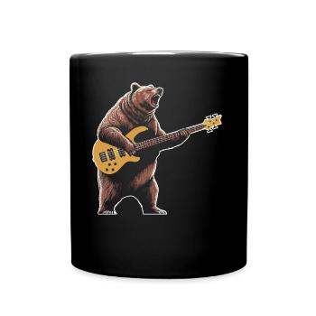 Bear playing bass guitar player guitarist - Full Colour Mug - black - Front