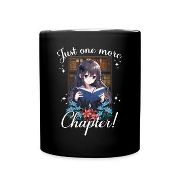 just one more chapter anime girl reading book - Full Colour Mug - black - Front
