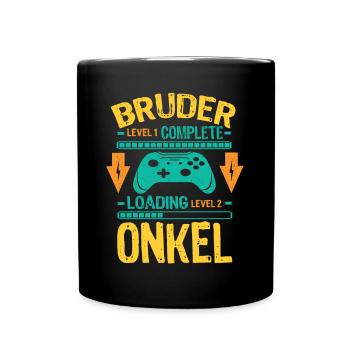 Bruder Level Complete Werdender Onkel Loading - Tasse einfarbig - Schwarz - Vorne