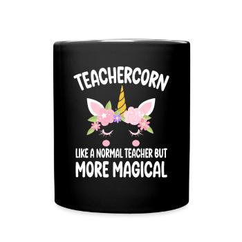 Teachercorn like a normal Teacher Tutor gifts - Full Colour Mug - black - Front