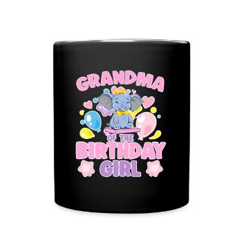 Grand-mère de la fête de famille éléphant fille d’anniversaire - Mug uni - noir - Devant