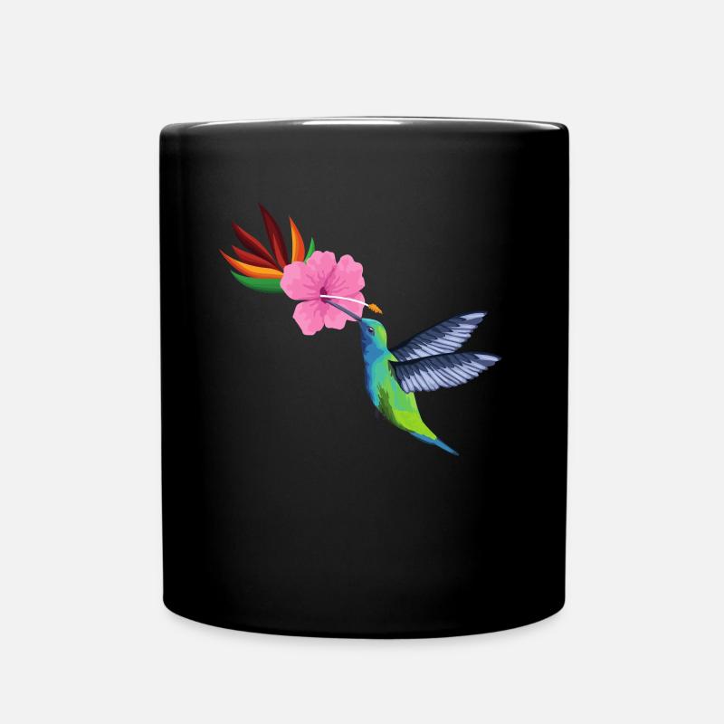 Hummingbird flower seed - Full Colour Mug - black