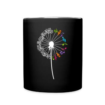 Music notes dandelion flower musicians - Full Colour Mug - black - Front