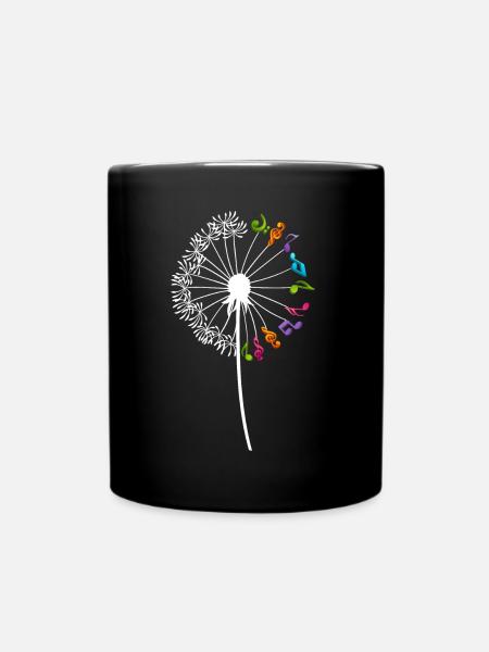 Notes de musique, fleurs de pissenlit, musiciens - Mug uni - noir