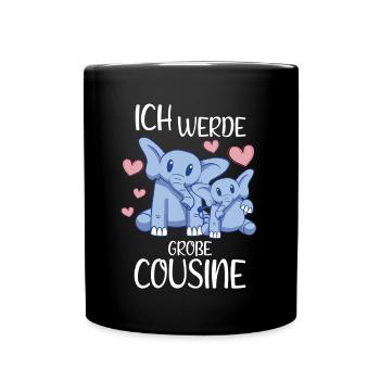 Bald Cousine Baby Elefanten - Ich werde große - Tasse einfarbig - Schwarz - Vorne
