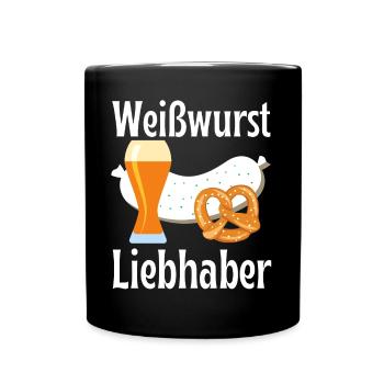Weißwurst Liebhaber Bayern - Tasse einfarbig - Schwarz - Vorne