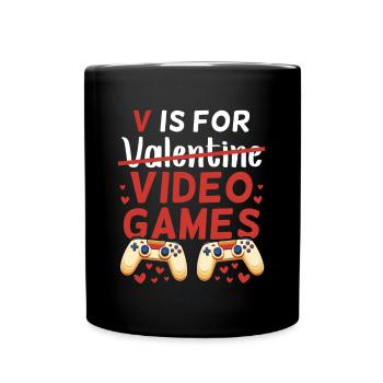 Video Games Valentine's Day Valentine Video Games - Full Colour Mug - black - Front
