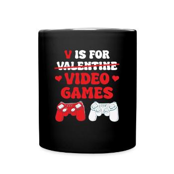 Valentine Video Games Heart For Computer Games - Full Colour Mug - black - Front
