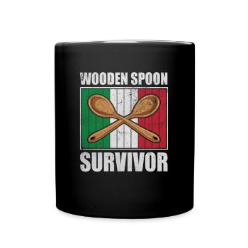 Wooden Spoon Survivor Eltern Aus Italien Geschenk - Tasse einfarbig - Schwarz - Vorne