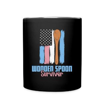 Wooden Spoon Survivor USA Flag Wooden Spoon - Full Colour Mug - black - Front