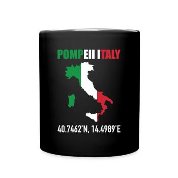 Pompeii Italy Italian Map Flag Geography - Full Colour Mug - black - Front