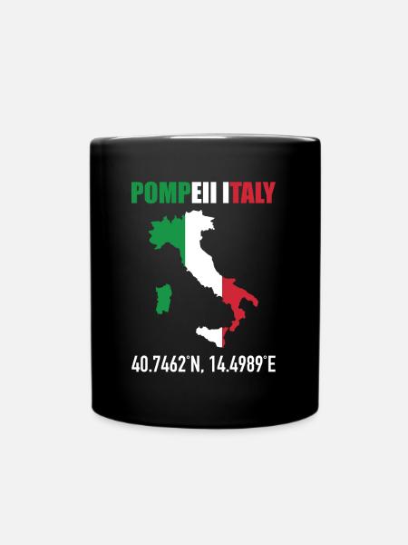 Pompéi Italie Carte Italienne Drapeau Géographie - Mug uni - noir