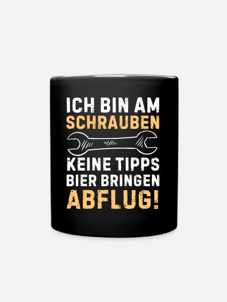 Mechaniker KFZ Schrauben Werkstatt Lustige Sprüche - Tasse einfarbig - Schwarz