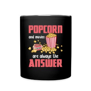 Popcorn Movies - Tasse einfarbig - Schwarz - Vorne