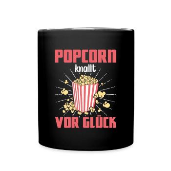 Popcorn Pops avec des films de bonheur Machine à pop-corn - Mug uni - noir - Devant