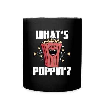 Qu’est-ce que Poppin, Soirée cinéma, Soirée cinéma, Popcorn - Mug uni - noir - Devant